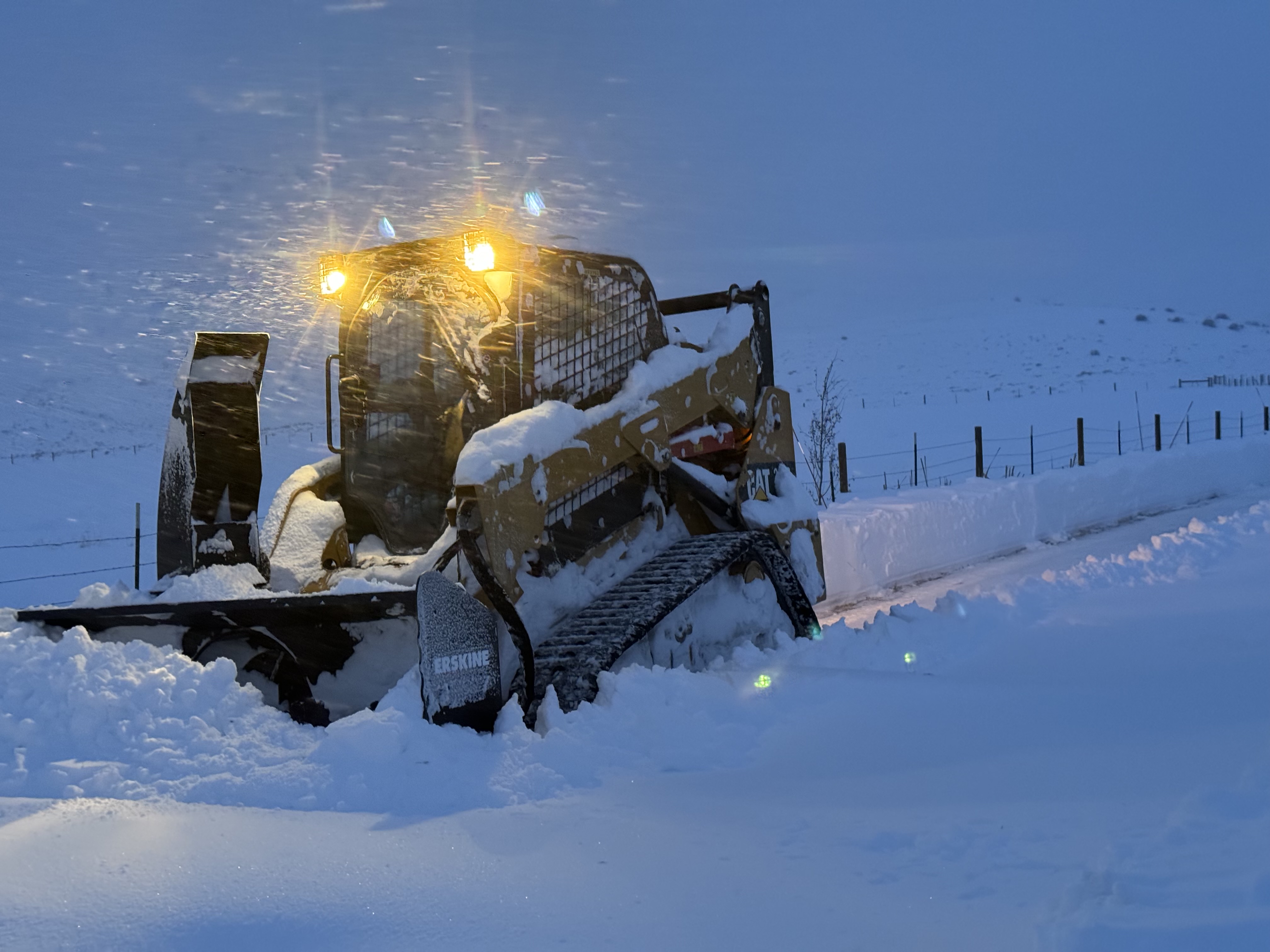 Snow removal work on a ranch property
